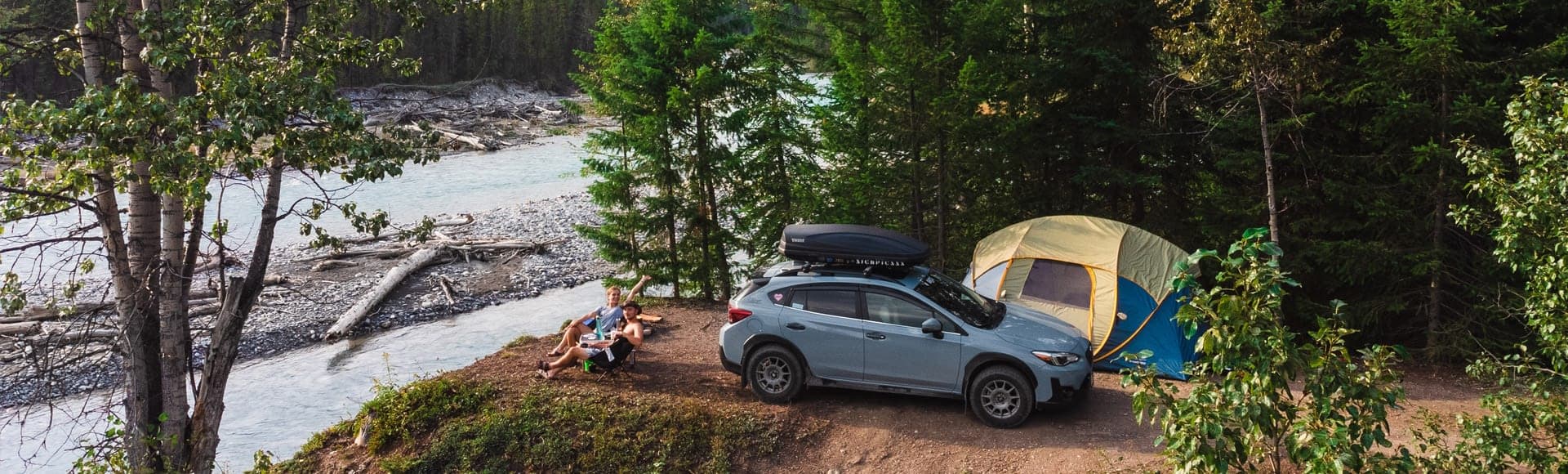 subaru crosstrek automobilis ir stovyklautojai